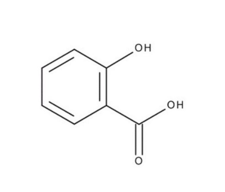 Chemical structure of salicylic acid, a leading ingredient for treating ingrown hairs